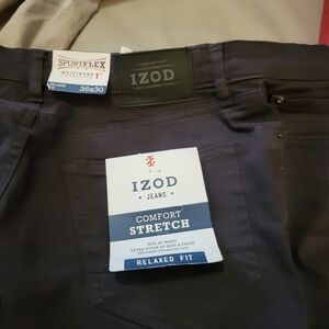 Izod Relaxed Fit 36 X 30 Comfort Stretch Jeans - Charcoal